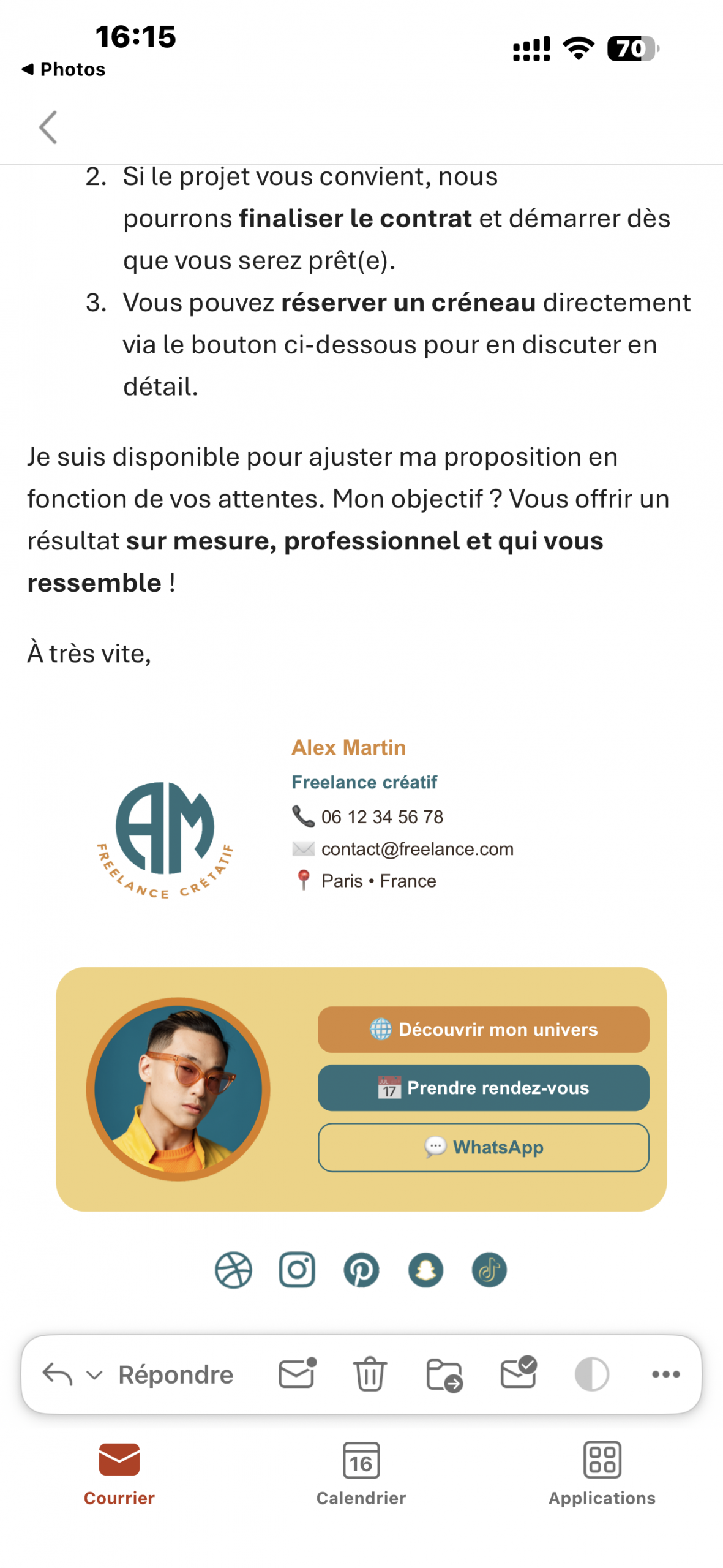 Exemple de signature mail pour freelance