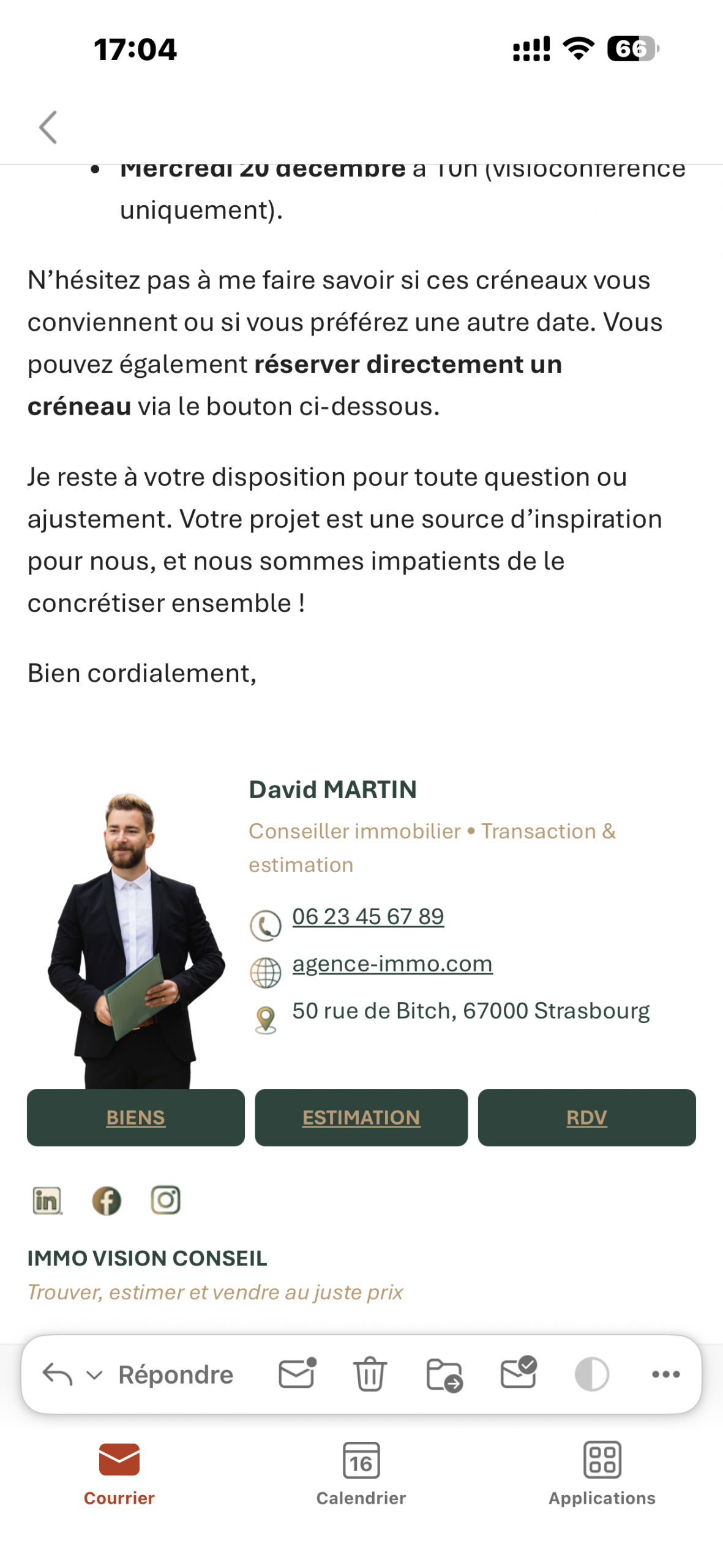 Exemple de signature mail pour agent immobilier